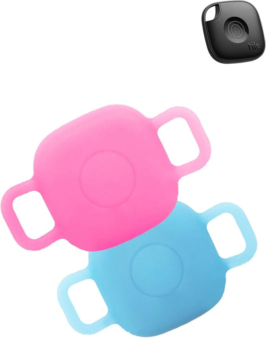 Case for Tile by Life360 Mate (2024) Bluetooth Tracker for Dog, Cat, Pets, Soft Silicone Protective Portable Scratch Shock Resistant，1 Luminous Pink+1 Luminous Blue.