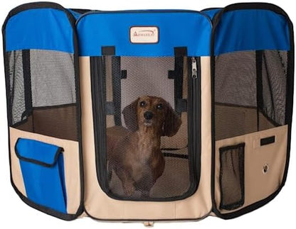 Armarkat PP001B Blue and Beige Portable Playpen