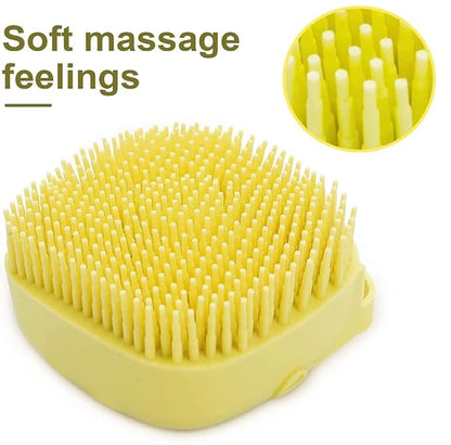 Pet Bath Massage Brush Puppy Dog Cat Grooming Cleaning Soft (Yellow)