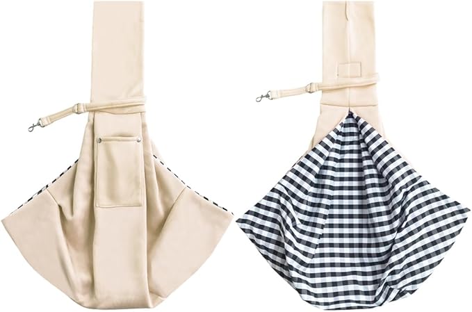 FEimaX Dog Sling Carrier, Pet Papoose Slings Bag for Small Dogs Cats, Puppy Hands Free Satchel Tote Pouch Carriers Doggie Crossbody Shoulder Carry Bags for Outdoor Travel (Beige)