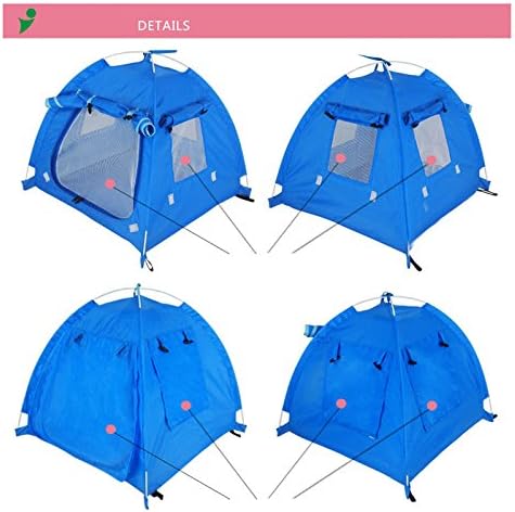 Breathable Washable Pet Puppy Kennel Dog Cat Folding Indoor Outdoor House Bed Tent (Blue,M)