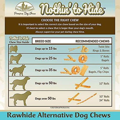 Fieldcrest Farms Nothing to Hide Natural Rawhide Alternative Large 10'' Rolls for Dogs - 3 Pack (6 Chews) Premium Grade Easily Digestible Chews - Great for Dental Health (Peanut Butter)