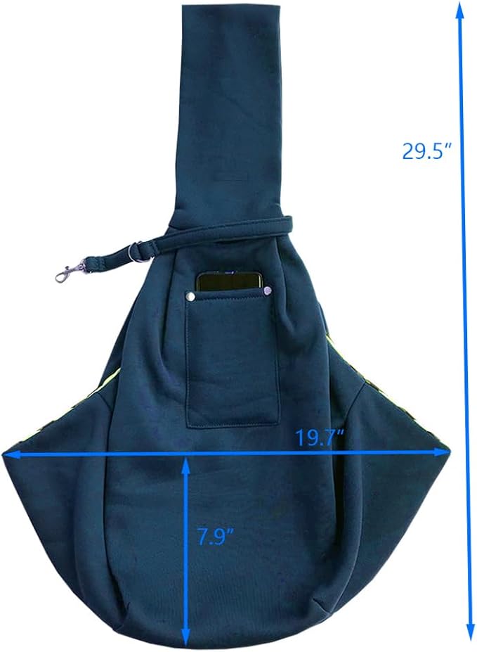 Leconpet Dog Sling Carrier Shoulder Bag for Pets with Mobile Phone Pocket Safety Buckle Security Lock, Suitable for Puppy, Small Dogs, and Cats for Outdoor Travel (Blue)