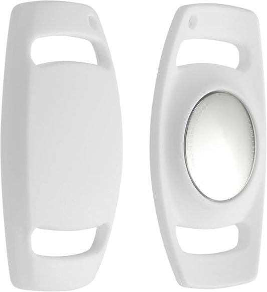 Airtag Dog Collar Holder，Anti-Lost Silicone Case Accessories for Air Tag GPS Tracking，Compatible with Dogs Cats Pets Collar (1 Pack, White)