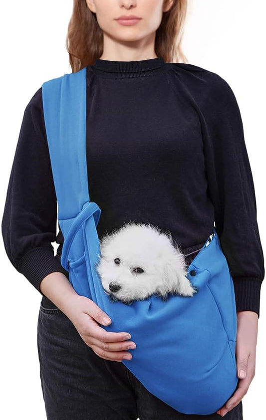 FEimaX Dog Sling Carrier, Pet Papoose Slings Bag for Small Dogs Cats, Puppy Hands Free Satchel Tote Pouch Carriers Doggie Crossbody Shoulder Carry Bags for Outdoor Travel (Blue)