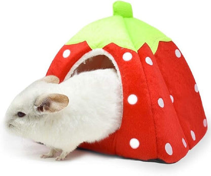 Spring Fever Hamster Guinea Pig Rabbit Dog Cat Chinchilla Hedgehog Bird Small Animal Pet Bed House Hideout Cage Accessorie B Red M (14.2 * 14.2 inch)