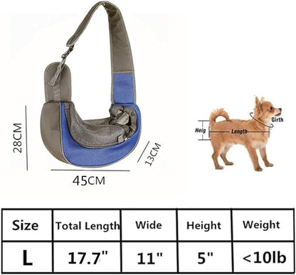 Pet Dog Sling Carrier,Cat and Dog Travel Portable Diagonal Straddle Shoulder Bag,Breathable mesh pet Sling Shoulder Bag,with Adjustable Non-Slip Shoulder Strap Below 10lb for Small Dogs Cats (Blue)
