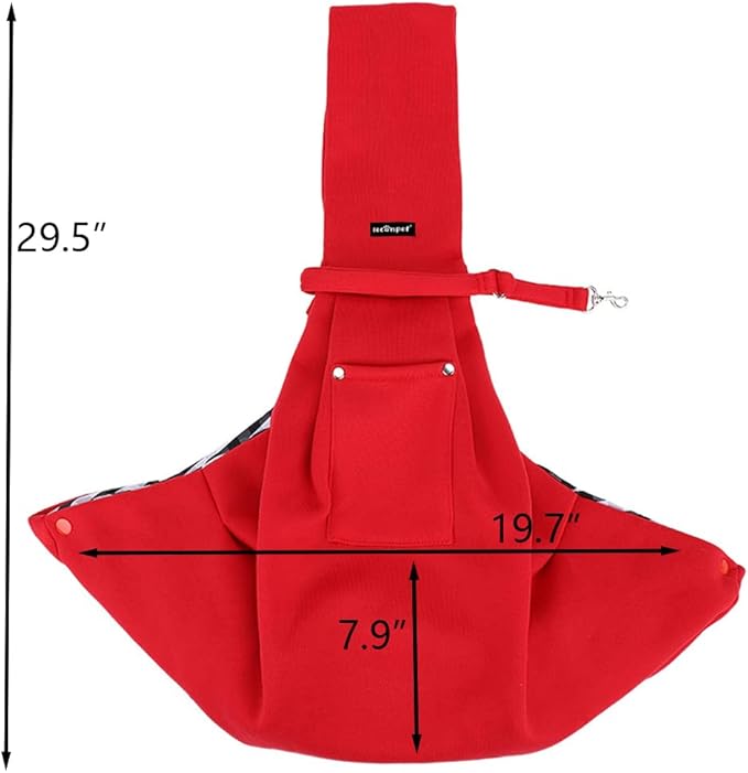 Leconpet Dog Sling Carrier Shoulder Bag for Pets with Mobile Phone Pocket Safety Buckle Security Lock, Suitable for Puppy, Small Dogs, and Cats for Outdoor Travel (Red)
