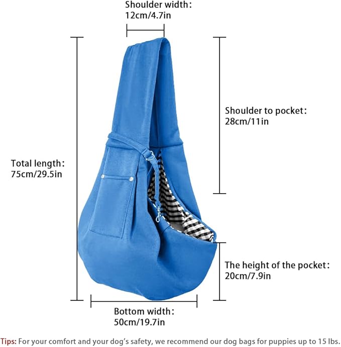 FEimaX Dog Sling Carrier, Pet Papoose Slings Bag for Small Dogs Cats, Puppy Hands Free Satchel Tote Pouch Carriers Doggie Crossbody Shoulder Carry Bags for Outdoor Travel (Blue)