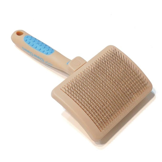 Pet Slicker Brush for Large Dogs, Plastic Handle, Gently Remove Tangled and Mats Hair, Pet Grooming Brush Tool, Sheepskin Wool Carders (8" Quick Cleaning)