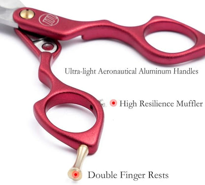 Moontay 6.0" Professional Straight Pet Grooming Scissor, Dog Cat Grooming Shear/Scissor with Ultra-Light Aeronautical Aluminum Handle, 440C Japanese Stainless Steel Pet Grooming Shear, Red