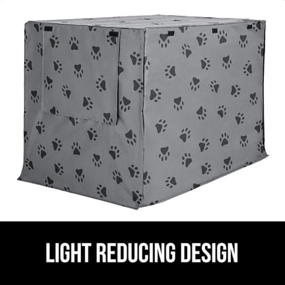 Gorilla Grip Dog Crate Covers compatible with Amazon Basics Dog Crates, All Sides Open, Privacy Cover Fits 30" Wire Kennel, Breathable Mesh Windows, Light Reducing Puppy Training Cage Topper, Gray Paw