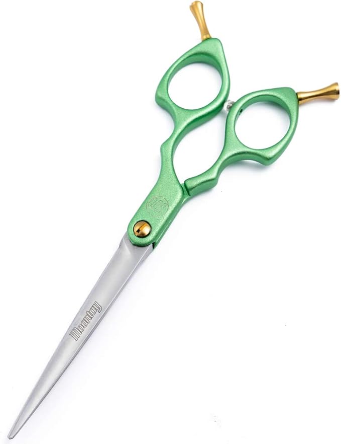 Moontay 6.0" Professional Straight Pet Grooming Scissor, Dog Cat Grooming Shear/Scissor with Ultra-Light Aeronautical Aluminum Handle, 440C Japanese Stainless Steel Pet Grooming Shear, Green