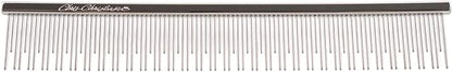 Chris Christensen 6in Cat/Carding Dual Tooth Butter Comb, Groom Like a Professional, Rounded Corners Prevent Friction and Breakage, Solid Brass Spin with Steel Teeth, Chrome Finish
