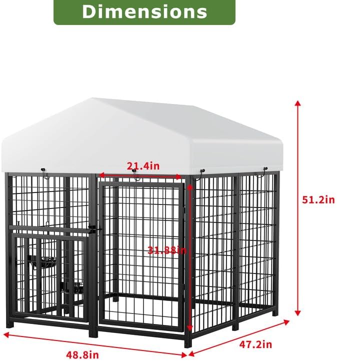 ROOMTEC Large Dog Kennel Outdoor Pet Pens Dogs Run (4'L x 4'W x 4.25'H)