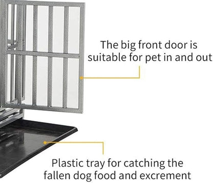 LUCKUP Heavy Duty Dog Cage Metal Kennel and Crate for Medium and Large Dogs, Pet Playpen with Four Wheels,Easy to Install,38 inch,Silver …