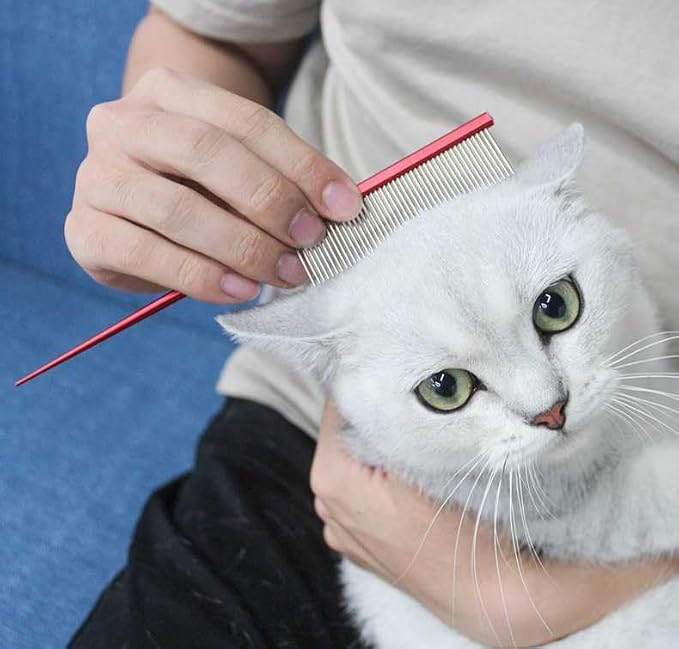 Pet Grooming Comb Rat Tail Comb Cat Hair Trimmer Combs Dog Hairstyle Comb Float Hair Removal Dematting for Cat Dogs Cat Comb Dog Comb Rounded Ends Pet Hair Comb for Home Grooming (One Size,black 3)