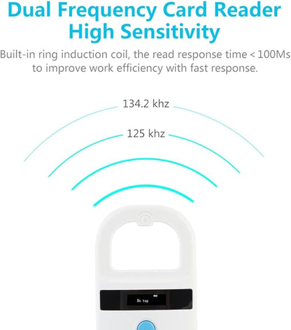 Watris Veiyi Dog Microchip Reader, Pet Microchip Scanner with OLED Display Screen, Pet Chip ID Scanner Supports FDX-B (ISO11784/11785) and EMID Microchips, for Animal Management
