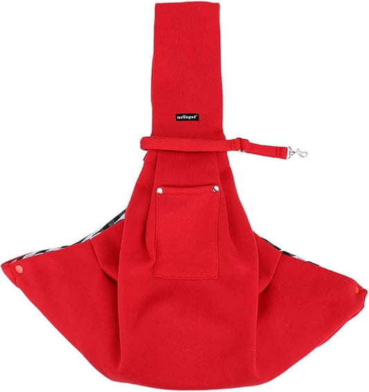 Leconpet Dog Sling Carrier Shoulder Bag for Pets with Mobile Phone Pocket Safety Buckle Security Lock, Suitable for Puppy, Small Dogs, and Cats for Outdoor Travel (Red)