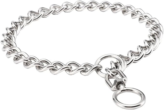 SGODA Chain Dog Training Choke Collar with Swivel, Stainless Steel, 22in, 3.5mm