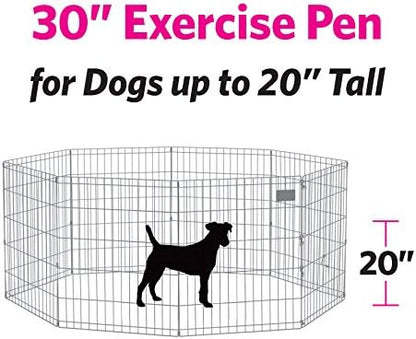 New World Dog Exercise Pen & Playpen, 24" W x 30" H, No Door, Black