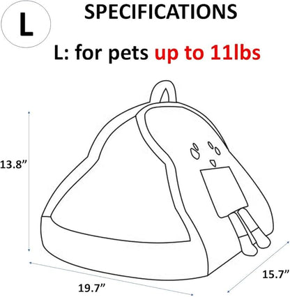 Portable Pet Cave for Puppy Kitten Cute Toast Design for Small Pets Cosy Cuddler (L: up to 11lbs)