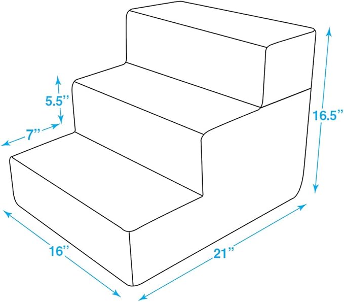 Best Pet Supplies Portable Foldable Foam Pet Stairs/Steps for Couch, Sofa, and High Bed, Non-Slip Bottom Balanced Paw Safe - Brown Lattice Print, Foldable 3-Step (H: 16.5")