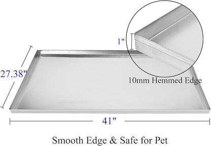 41x27.38x1 Replacement Tray for Dog Crate, Stainless Steel, Chew-Proof and Crack-Proof Dog Kennel Tray Replacement