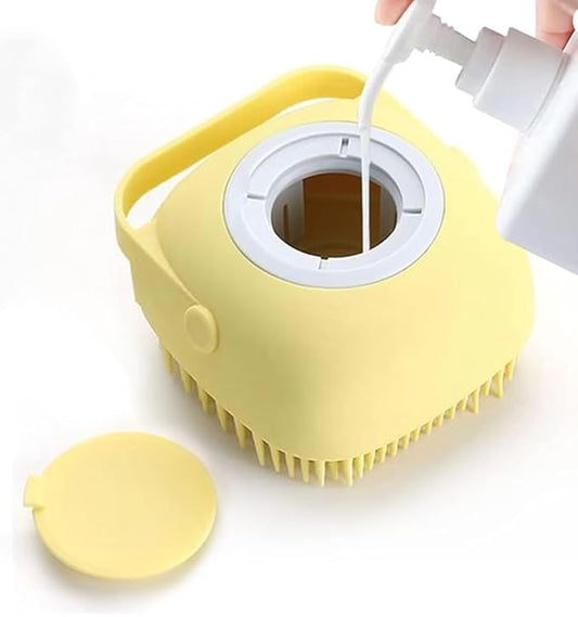Pet Bath Massage Brush Puppy Dog Cat Grooming Soft (Blue) (yellow)