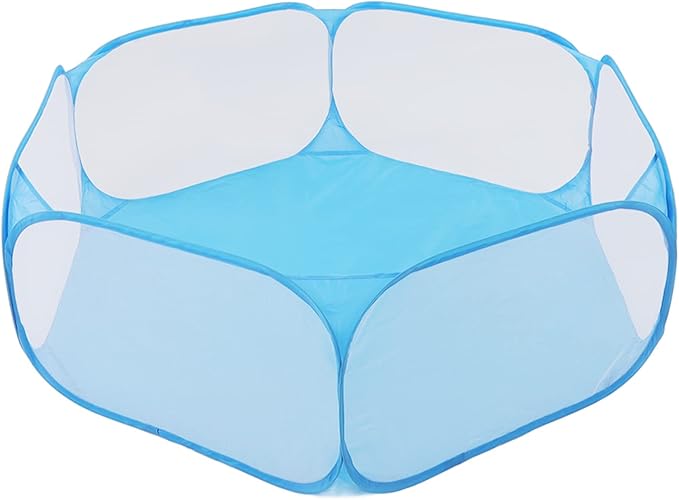 Small Pet Cage Tent, Easy Access Foldable Interactive Small Animal Playpen for Pets (Blue)