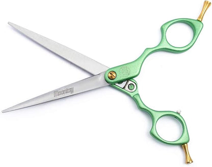 Moontay 6.0" Professional Straight Pet Grooming Scissor, Dog Cat Grooming Shear/Scissor with Ultra-Light Aeronautical Aluminum Handle, 440C Japanese Stainless Steel Pet Grooming Shear, Green