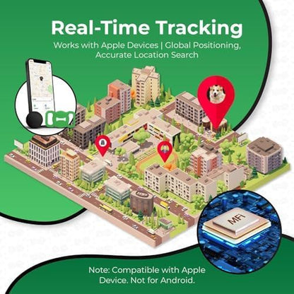 Pet Tracker for Cat, Smart Pet Location Tracker with Case, Smart Item Finder, MFi Certificated Tracking Device, No Monthly Fee, Works with Find My (iOS Only) (GreenV1, Small)