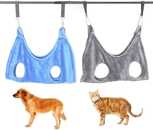 Pet Grooming Hammock Dogs Cats Clipping Sling Hanging Harness for Ear Care Kit Nail Trimming Bag,Pack of 2 (S)