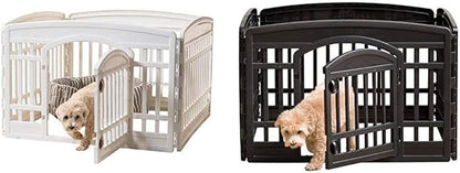 IRIS USA 24” 4-Panel Playpens for Dog, Puppy, Black and White Set