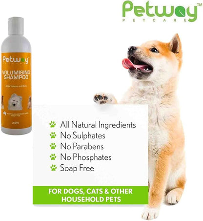 Petcare Volumizing Shampoo For Dogs, Adds Volume and Body to the Hair Shafts, Moisturizes and Hydrates Skin For a Perfect Shine And Luster, Kiwi Fruit Fragrance, Free of Soap, Phosphates, 250ml