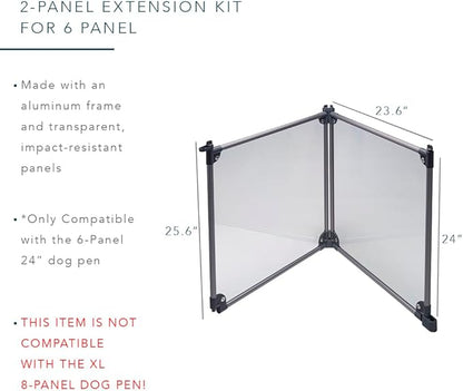 Front Row Foldable Dog Playpen – Durable and Portable Puppy Playpen for Exercise, Rest & Play – Clear Fence Panels with Aluminum Rods and Crate for Dogs and Other Small Pets (Charcoal, 2-Panel)