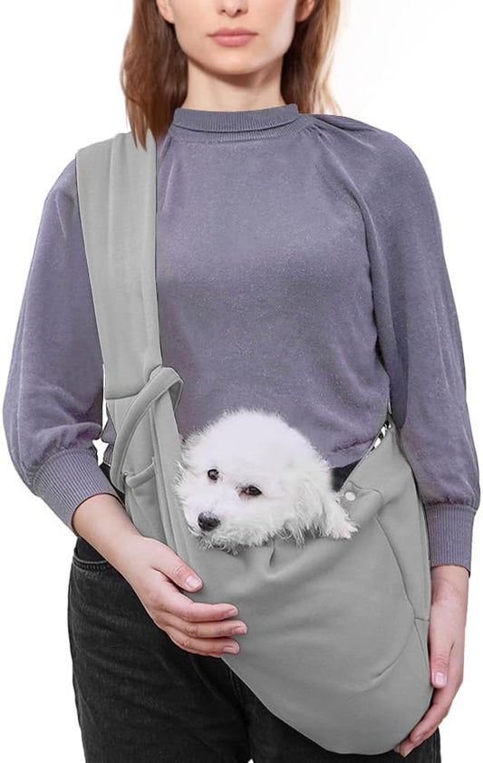 FEimaX Dog Sling Carrier, Pet Papoose Slings Bag for Small Dogs Cats, Puppy Hands Free Satchel Tote Pouch Carriers Doggie Crossbody Shoulder Carry Bags for Outdoor Travel (Grey)