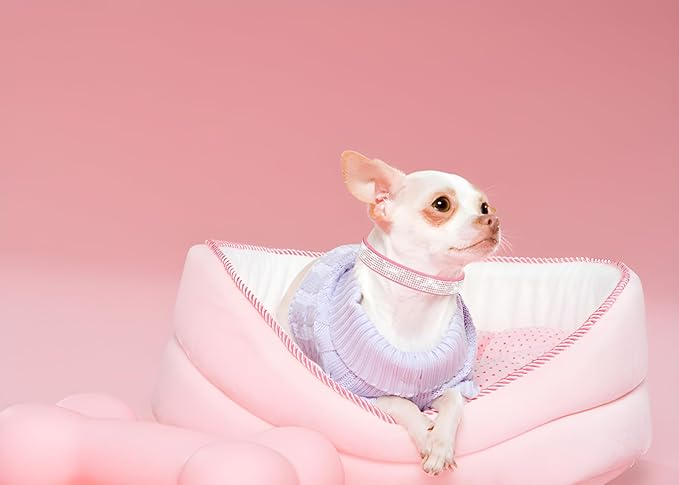 Small Dog Collars for Female Dogs, Rhinestone Dog Collar with Diamond Crystal Glitter Bling Female Cat Collars for Puppy XXS XS Small Dogs and Kitten, Light Pink, S