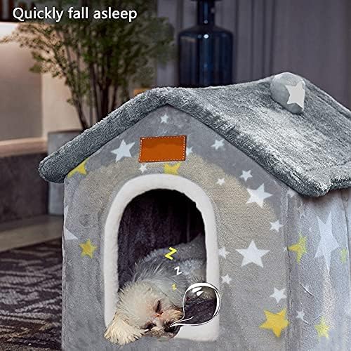 Dog House Indoor, Foldable Soft Kennel Bed Warm Cat Nest Puppy Cave with Cushion for Small Medium Large Dogs Cats (L-Within 30 lbs)