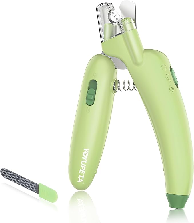 Dog Nail Clippers with LED Light & Nail File – Professional at-Home Pet Grooming Kit, Razor-Sharp Claw Trimmer & Built-in File for Safe, Stress-Free Trimming on Dogs Cats. Green