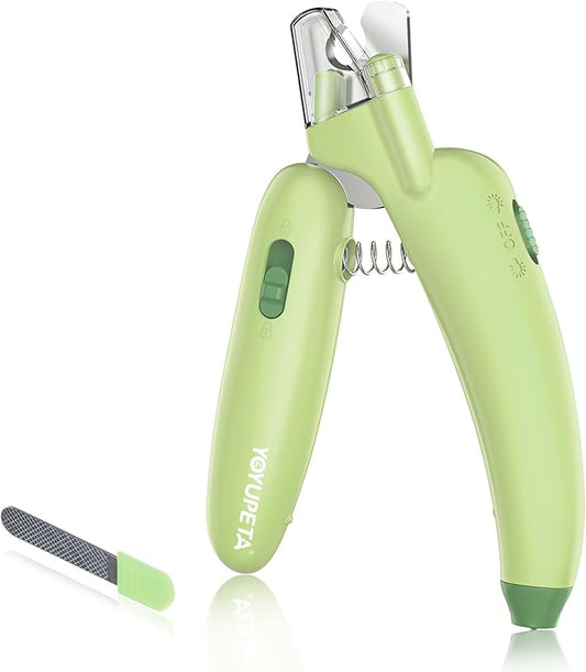 Dog Nail Clippers with LED Light & Nail File – Professional at-Home Pet Grooming Kit, Razor-Sharp Claw Trimmer & Built-in File for Safe, Stress-Free Trimming on Dogs Cats. Green