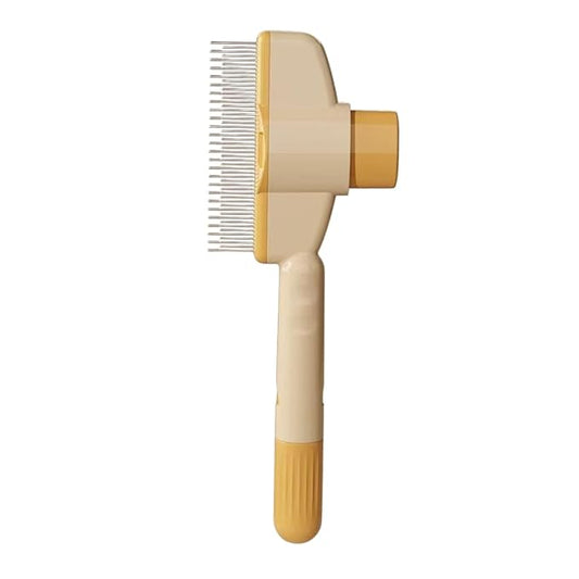 Pet Brush, Hair Grooming Brush Removal Comb, Cat Dog Brush for Massaging and Cleaning Shedding, Multifunctional with Release Button，Yellow
