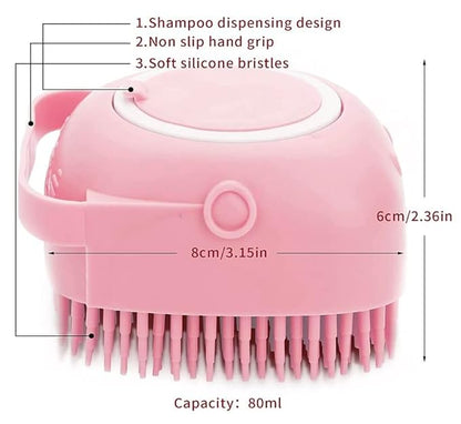 Pet Bath Massage Brush Puppy Dog Cat Grooming Cleaning Soft (Pink)