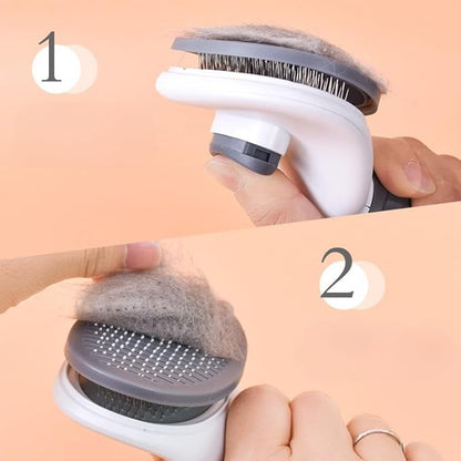 1 PCS Pet Grooming Brush One Click Hair Removal Deshedding Brush for Dogs & Cats, Tangle-Free Detangling Comb with Massage Tips & Stainless Steel Pins, Gentle Shedding Tool for Long/Short Hair (Blue)