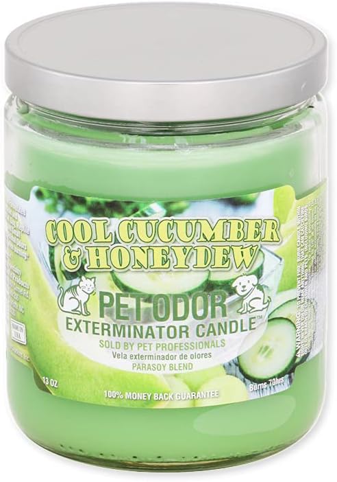 Pet Odor Exterminator Candle 13oz jar, Cool Cucumber & Honeydew