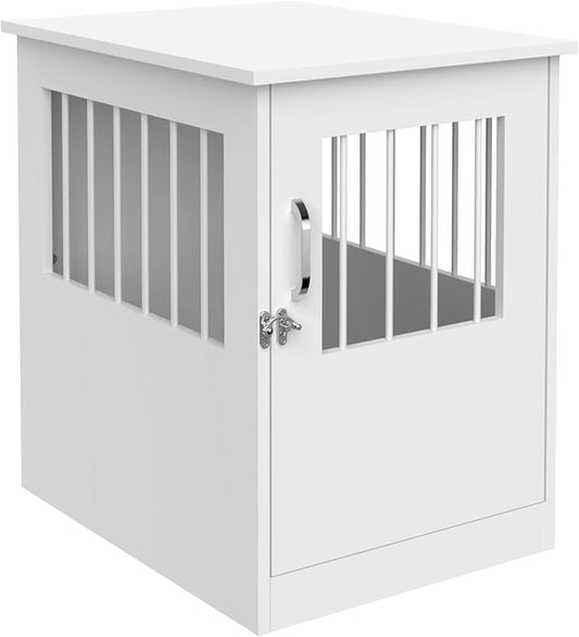 ClosetMaid Pet Crate End Table Furniture for Small Dogs or Cats Under 12 lbs, White Wood Finish