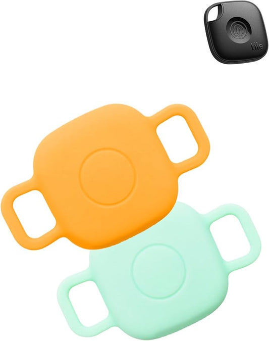 Case for Tile by Life360 Mate (2024) Bluetooth Tracker for Dog, Cat, Pets, Soft Silicone Protective Portable Scratch Shock Resistant，1 Orange+1 Mint Green.