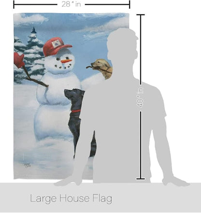 Breeze Decor Snow Pals House Flag 2 pcs Pack Dog Puppy Spoiled Paw Canine Fur Pet Nature Farm Animal Creature Decoration Banner Small Garden Yard Gift Double-Sided, Made in USA