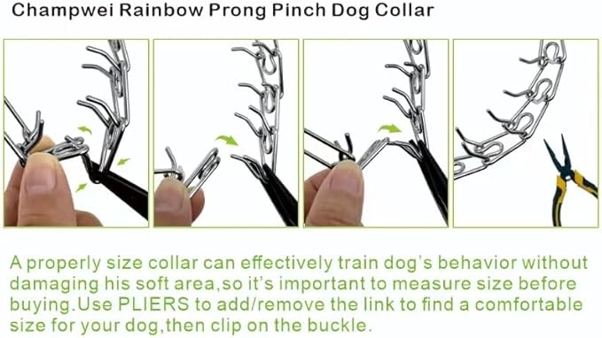 Silver Prong Pinch Dog Collar, No Pull Dog Collar Adjustable Quick Release Dog Training Collar with Quick Release Buckle for Small Medium Large Dogs (Silver, M)