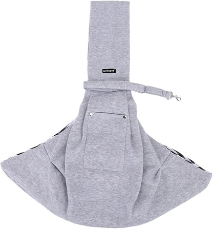 Leconpet Dog Sling Carrier Shoulder Bag for Pets with Mobile Phone Pocket Safety Buckle Security Lock, Suitable for Puppy, Small Dogs, and Cats for Outdoor Travel (Grey)